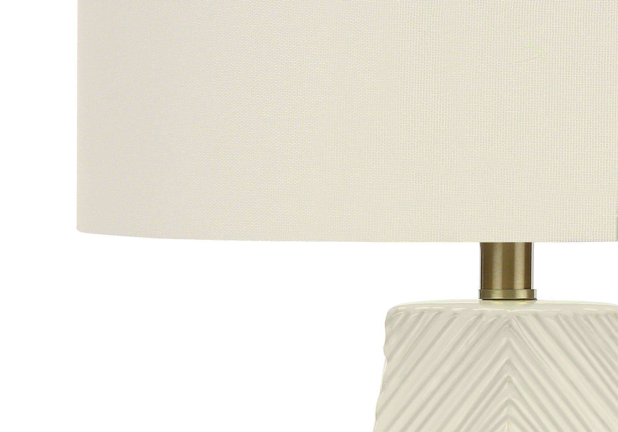 ÉCLAIRAGE - LAMPE DE TABLE 29" H CÉRAMIQUE BLANCHE / ABAT-JOUR IVOIRE