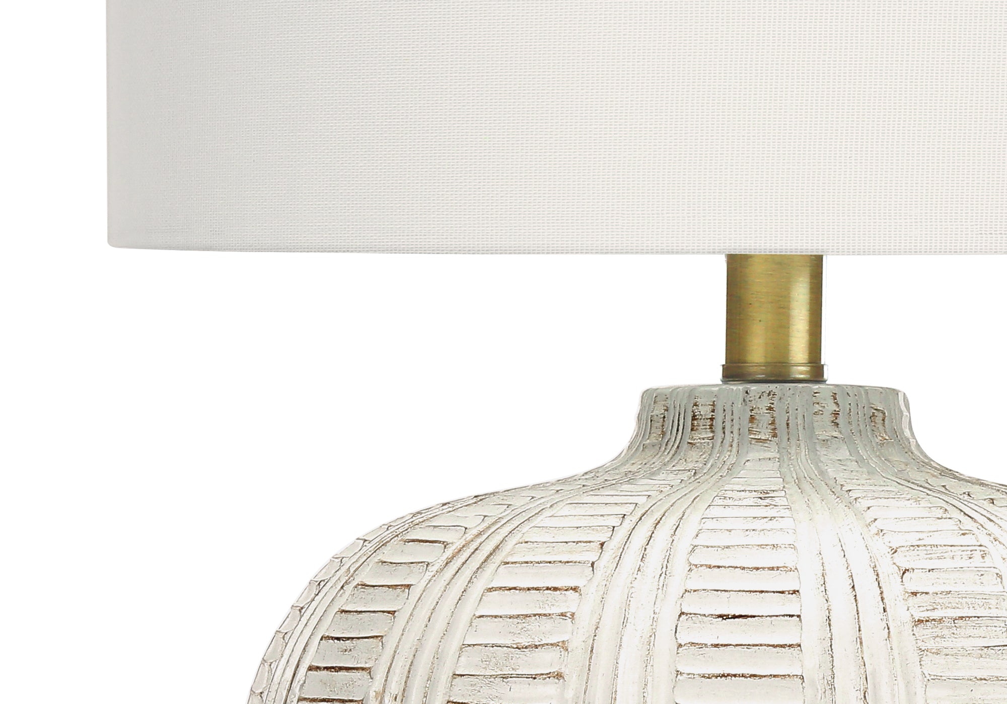ÉCLAIRAGE - LAMPE DE TABLE 21"H RÉSINE CRÈME / ABAT-JOUR IVOIRE