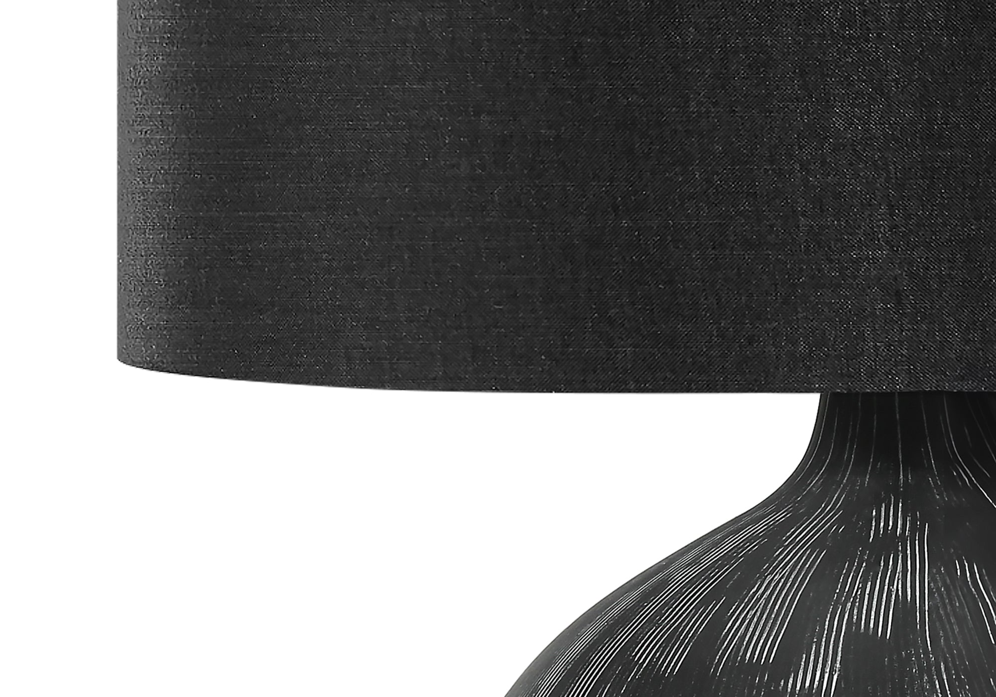 ÉCLAIRAGE - LAMPE DE TABLE 23"H CÉRAMIQUE NOIRE / ABAT-JOUR NOIR