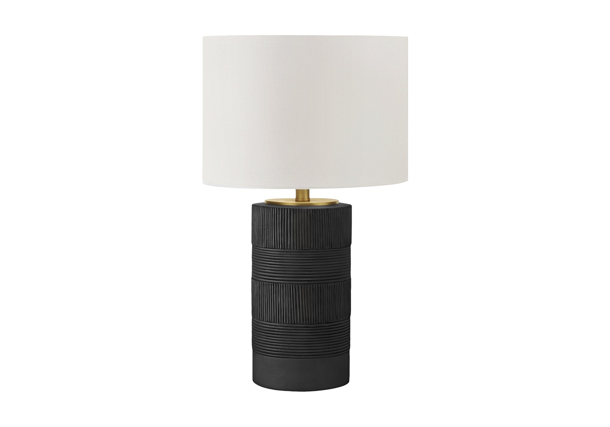 ÉCLAIRAGE - LAMPE DE TABLE 24"H RÉSINE NOIRE / ABAT-JOUR IVOIRE