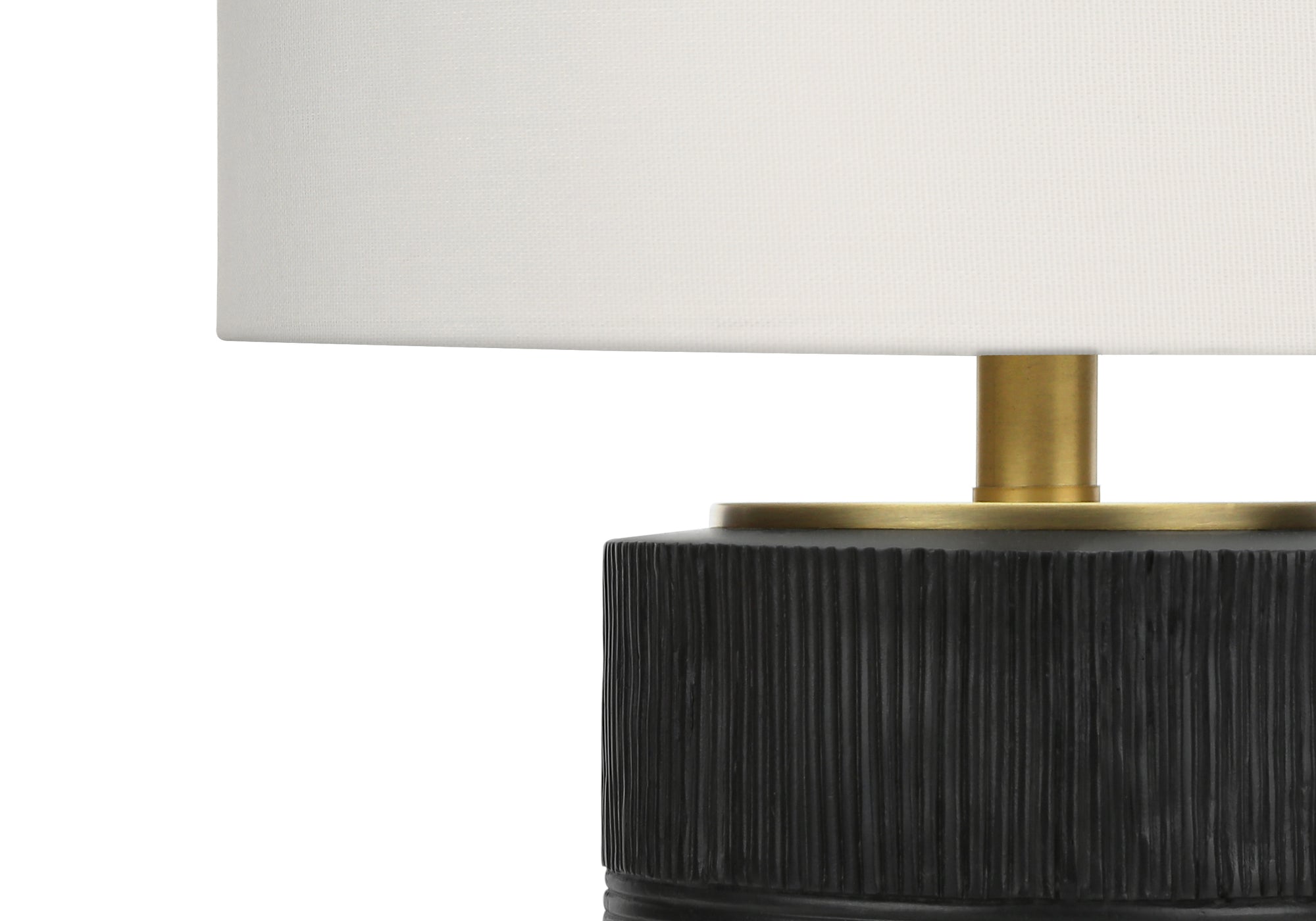 ÉCLAIRAGE - LAMPE DE TABLE 24"H RÉSINE NOIRE / ABAT-JOUR IVOIRE