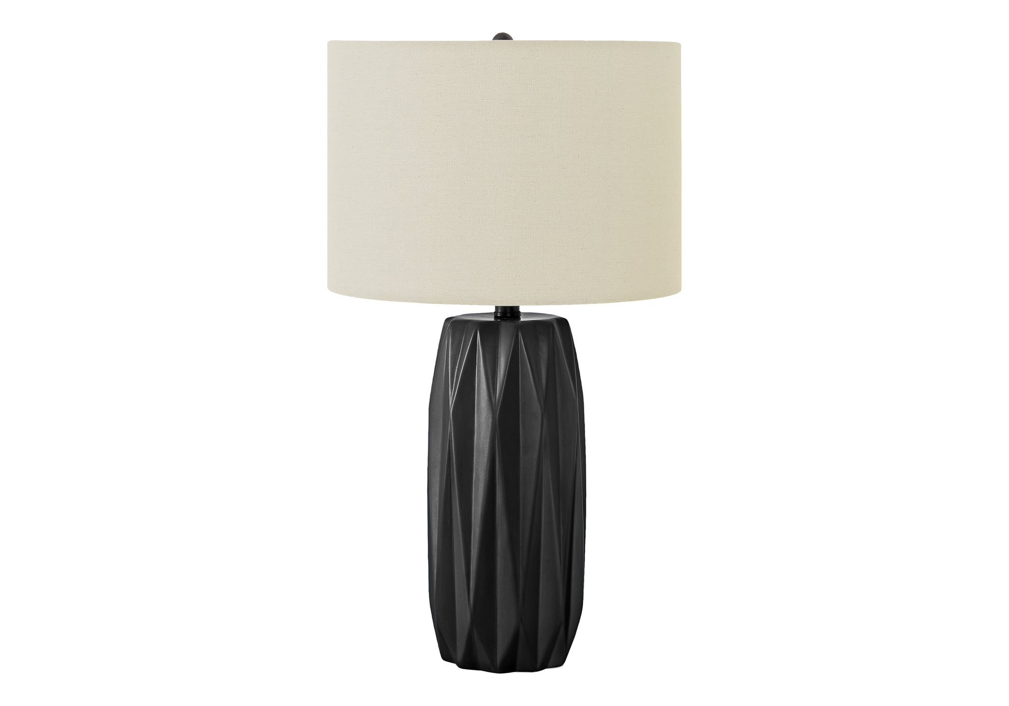 ÉCLAIRAGE - LAMPE DE TABLE 25"H CÉRAMIQUE NOIRE / ABAT-JOUR IVOIRE