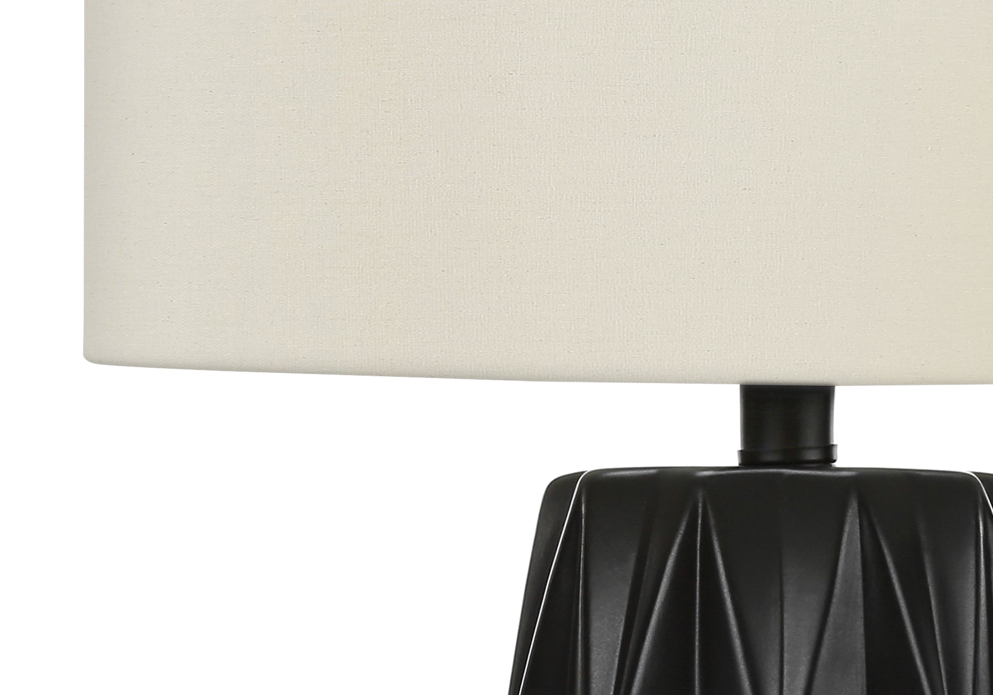 ÉCLAIRAGE - LAMPE DE TABLE 25"H CÉRAMIQUE NOIRE / ABAT-JOUR IVOIRE