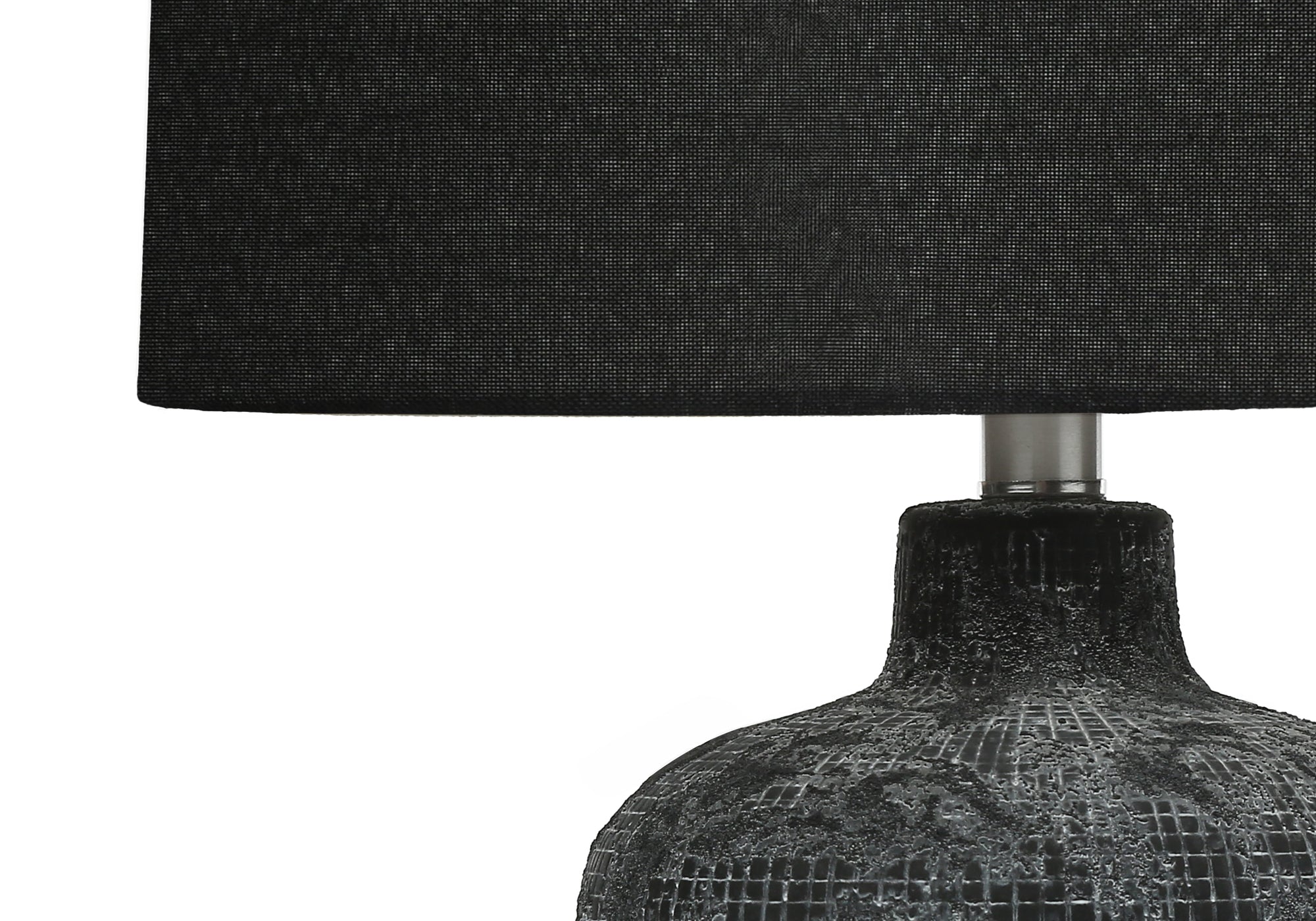 ÉCLAIRAGE - LAMPE DE TABLE 24"H CÉRAMIQUE NOIRE / ABAT-JOUR NOIR