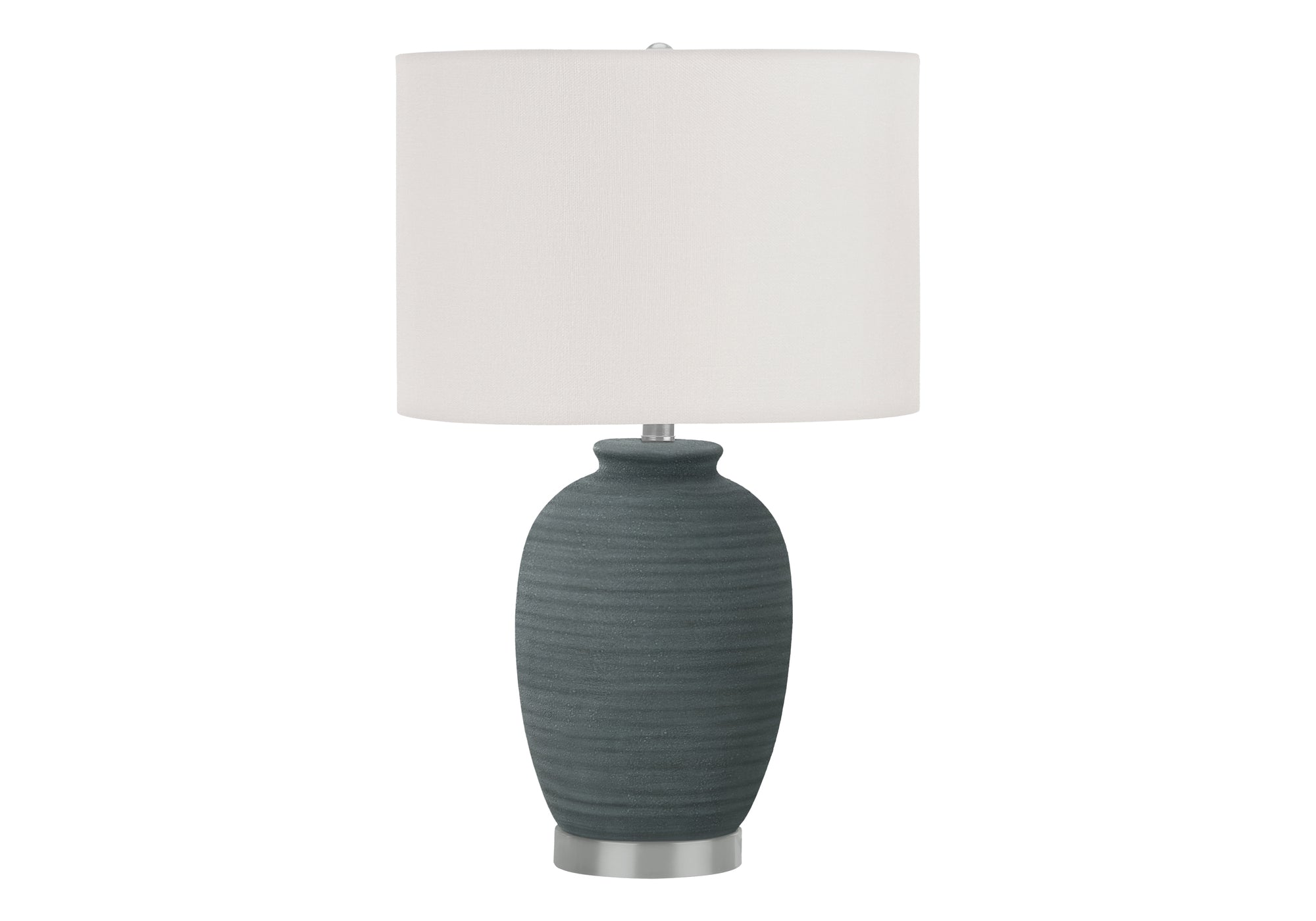 ÉCLAIRAGE - LAMPE DE TABLE 24"H CÉRAMIQUE BLEUE / ABAT-JOUR IVOIRE