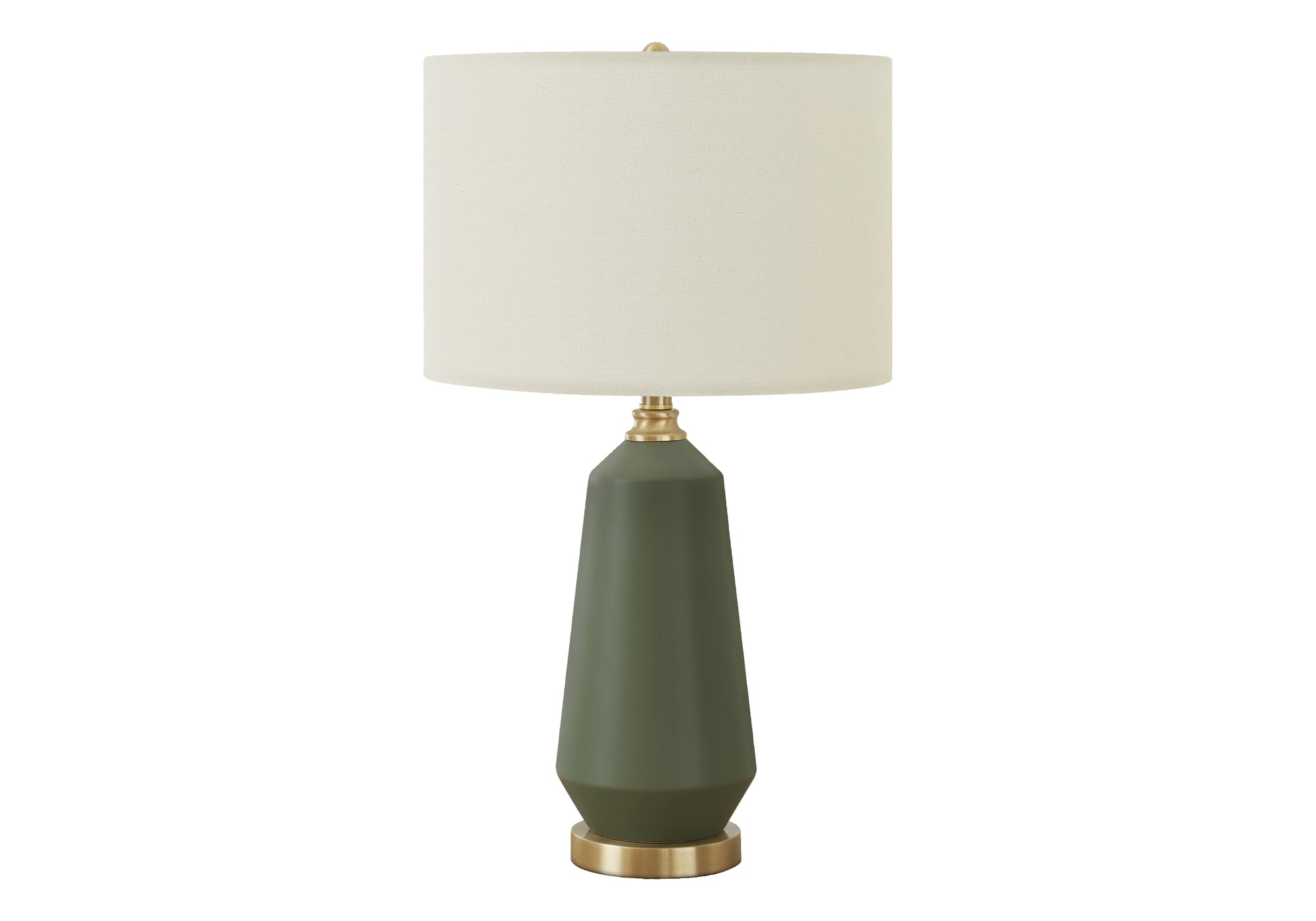 ÉCLAIRAGE - LAMPE DE TABLE 26"H CÉRAMIQUE VERTE / ABAT-JOUR IVOIRE