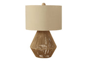 ÉCLAIRAGE - LAMPE DE TABLE 22"H CORDE BRUN / ABAT-JOUR BEIGE