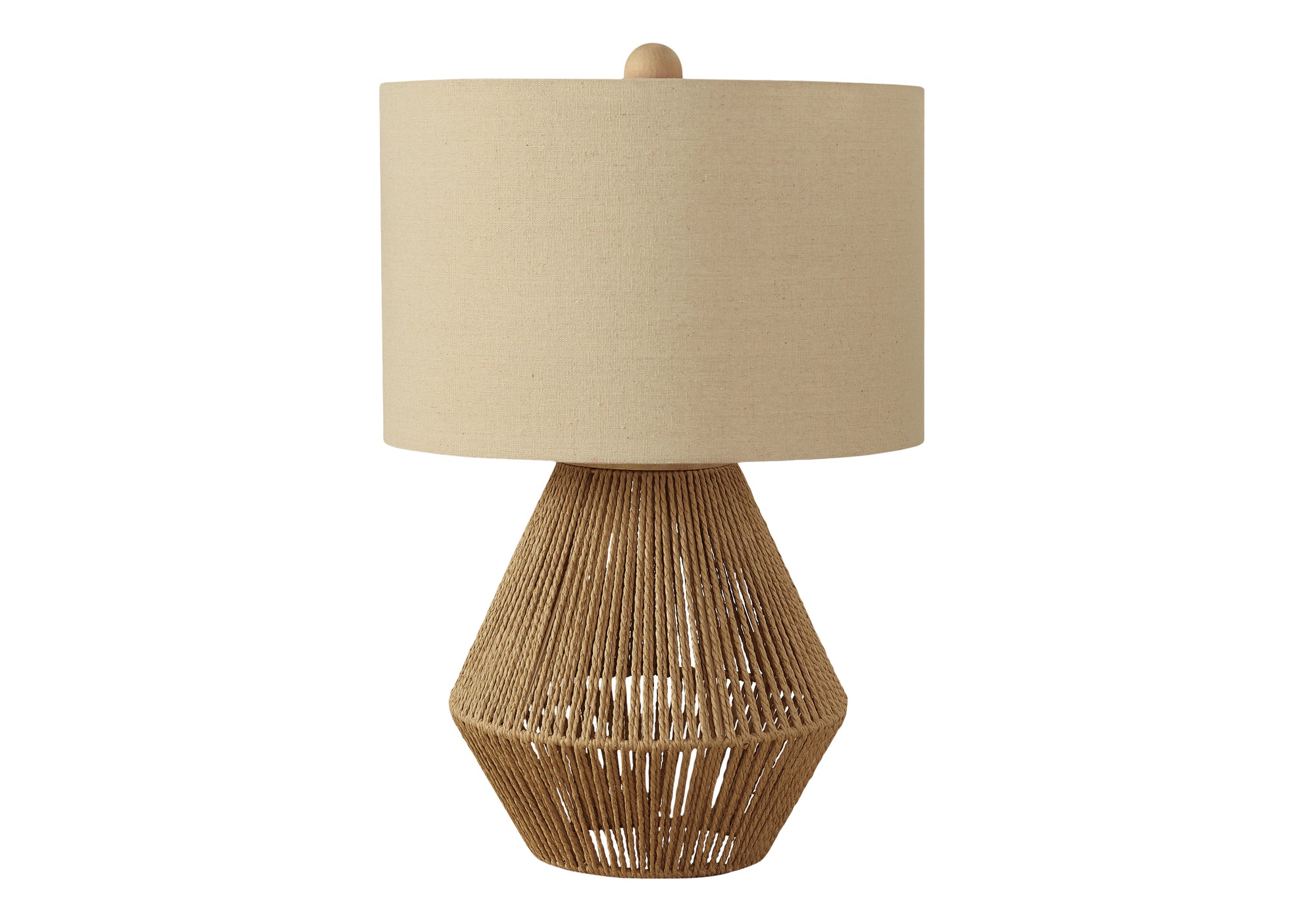 ÉCLAIRAGE - LAMPE DE TABLE 22"H CORDE BRUN / ABAT-JOUR BEIGE