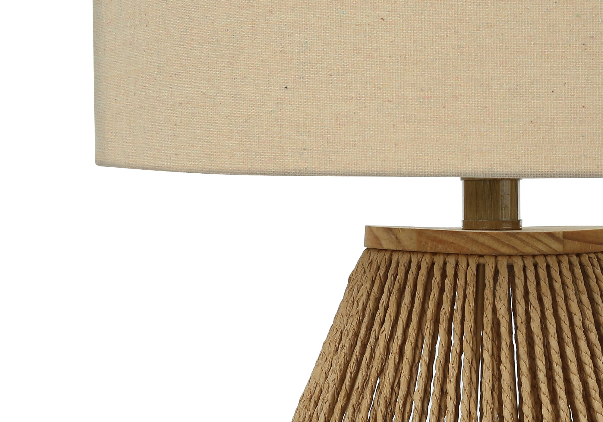 ÉCLAIRAGE - LAMPE DE TABLE 22"H CORDE BRUN / ABAT-JOUR BEIGE