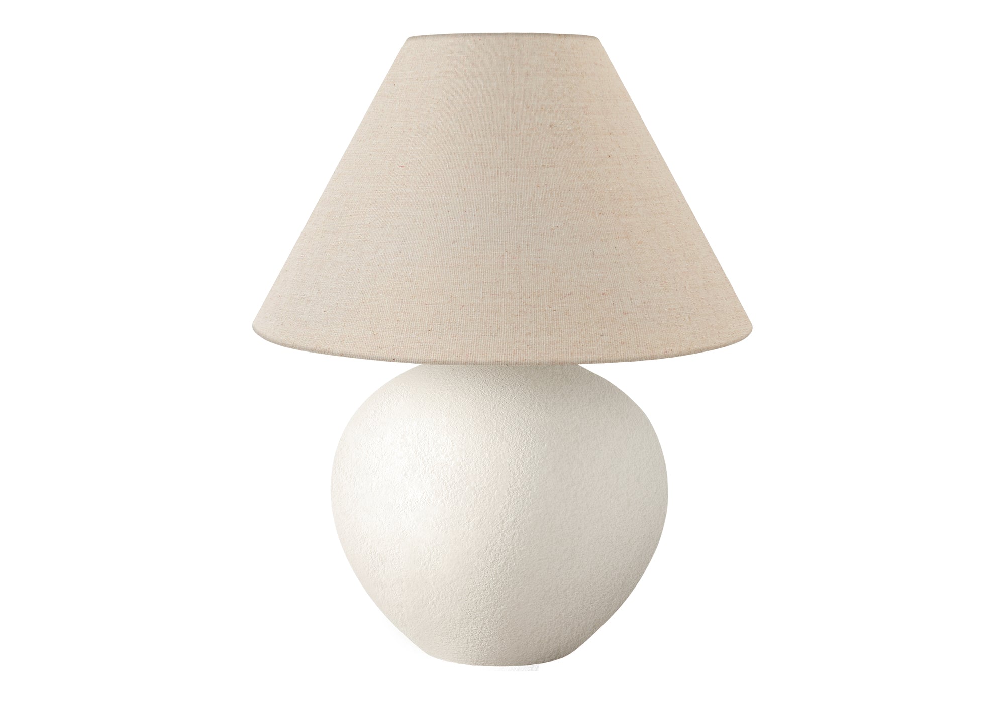 ÉCLAIRAGE - LAMPE DE TABLE 16"H CÉRAMIQUE CRÈME / ABAT-JOUR CRÈME