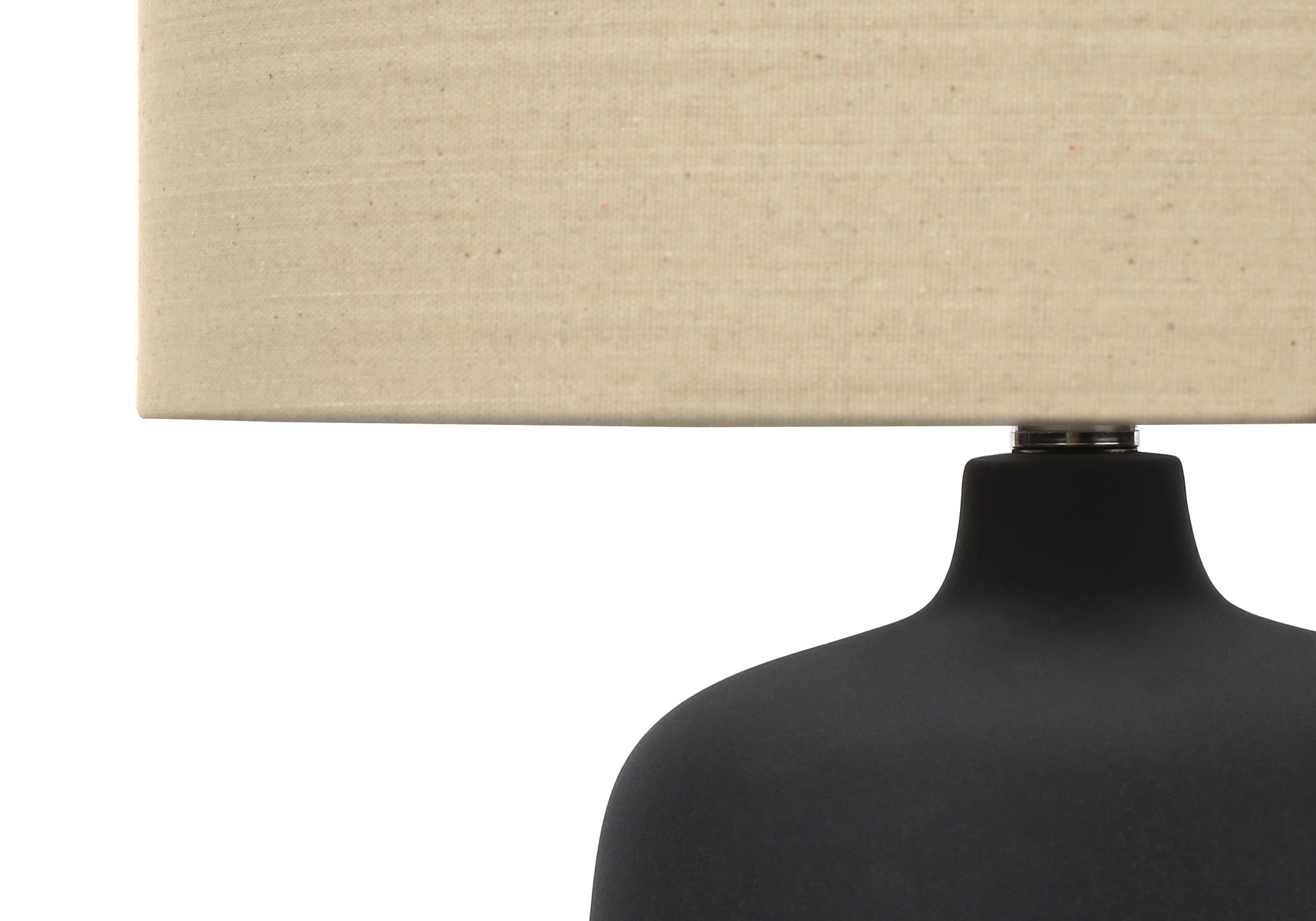 ÉCLAIRAGE - LAMPE DE TABLE 24"H CÉRAMIQUE NOIRE / ABAT-JOUR BEIGE