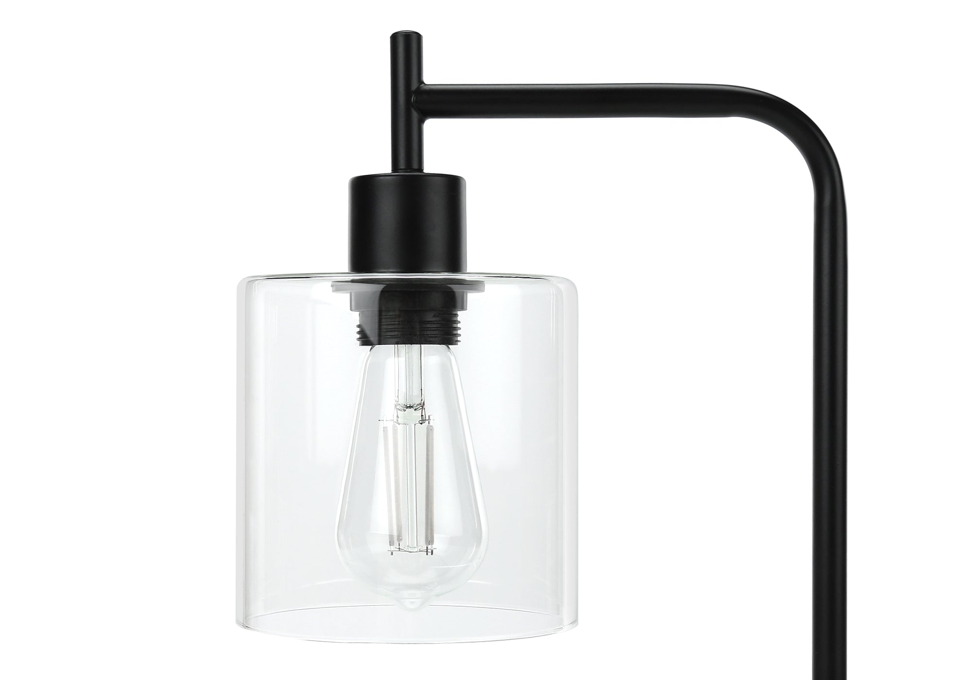 ÉCLAIRAGE - LAMPE DE TABLE 20"H MÉTAL NOIR/abat-jour en verre/USB