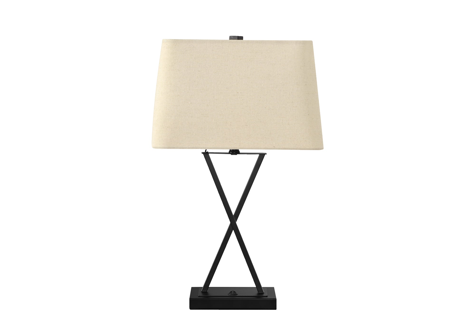 ÉCLAIRAGE - LAMPE DE TABLE 25"H MÉTAL NOIR/Abat-jour BEIGE/USB