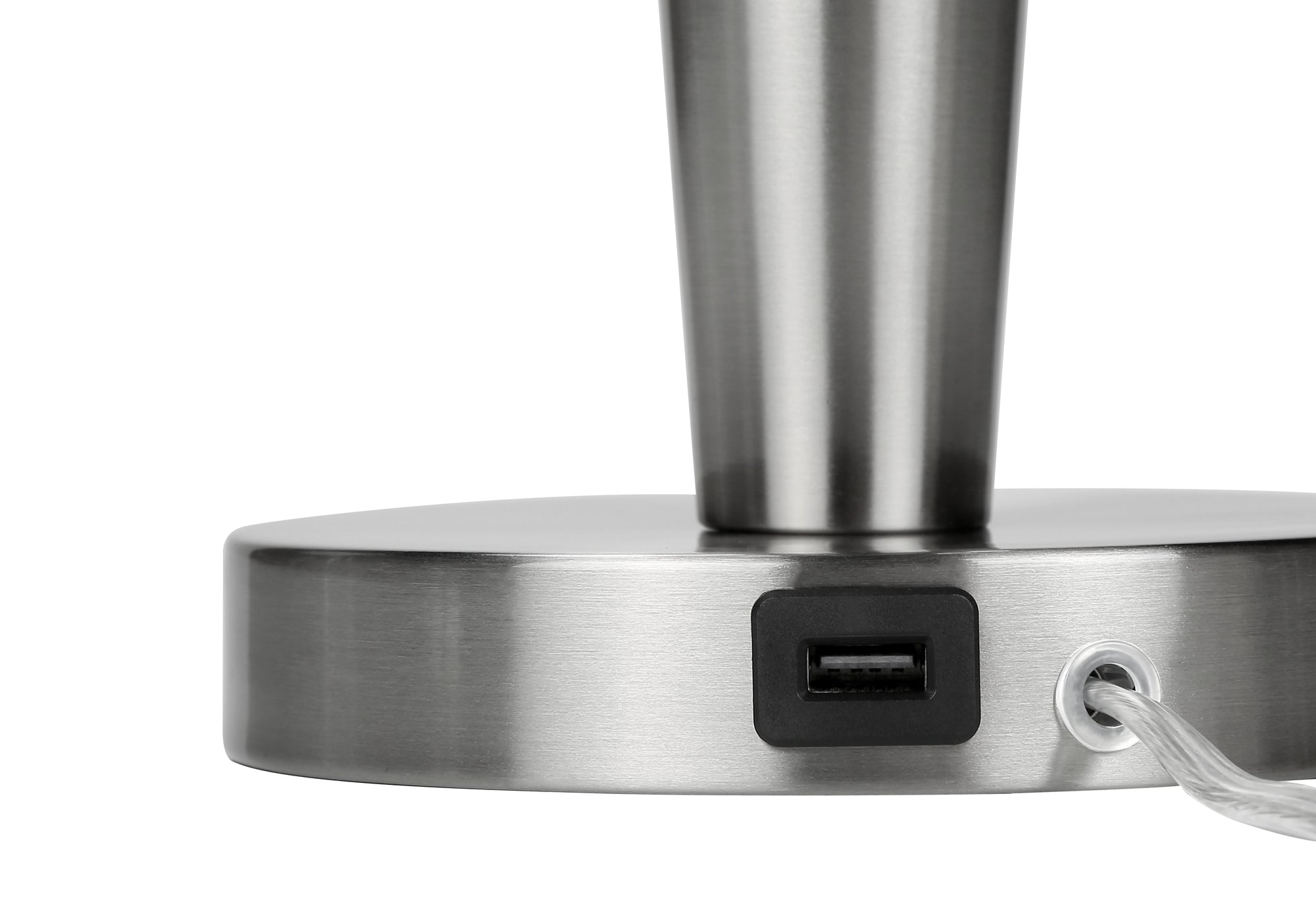 ÉCLAIRAGE - LAMPE DE TABLE 2PCS/24"H MÉTAL NICKEL / GRIS / USB