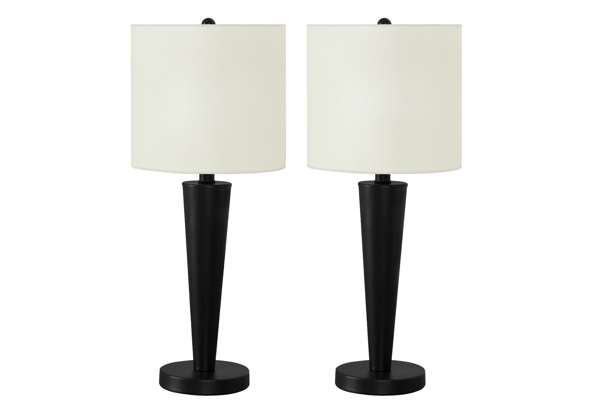 ÉCLAIRAGE - LAMPE DE TABLE 2PCS/24"H MÉTAL NOIR / IVOIRE / USB