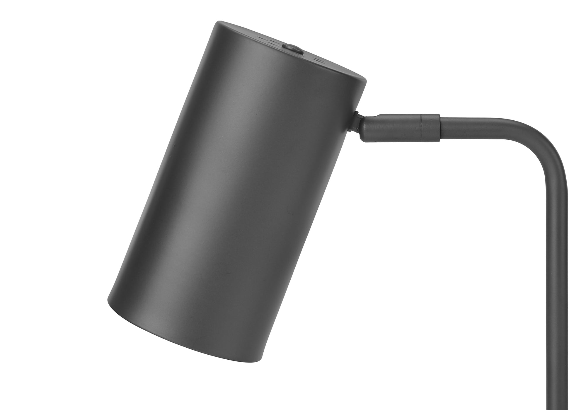 ÉCLAIRAGE - LAMPE DE TABLE 18"H MÉTAL GRIS / ABAT-JOUR GRIS / USB