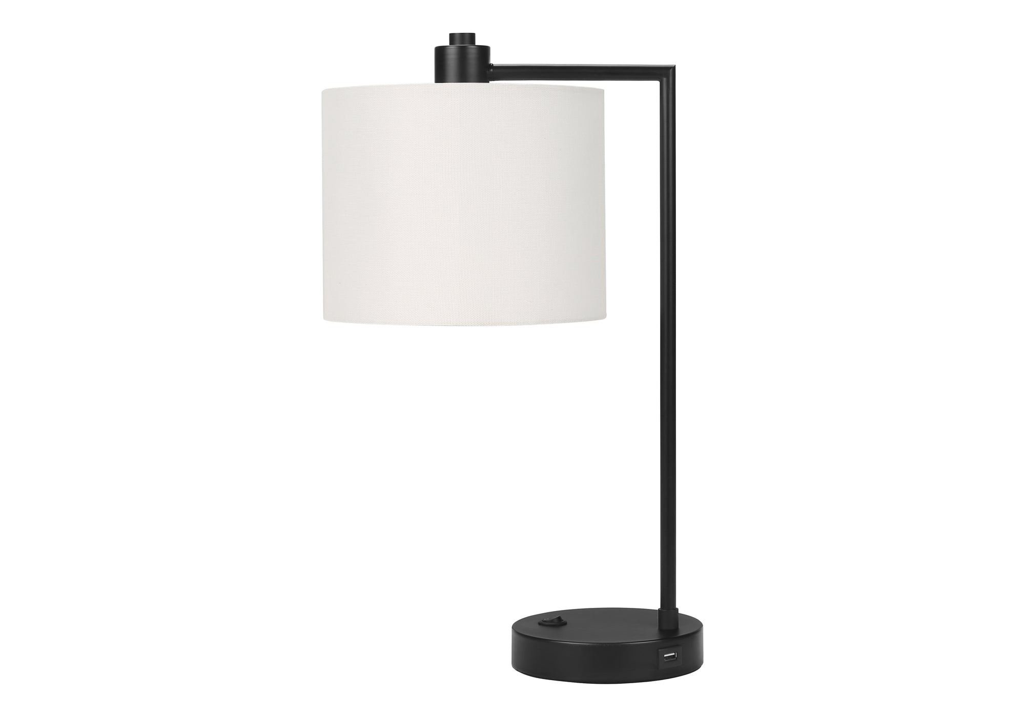 ÉCLAIRAGE - LAMPE DE TABLE 19"H MÉTAL NOIR / ABAT-JOUR IVOIRE /USB