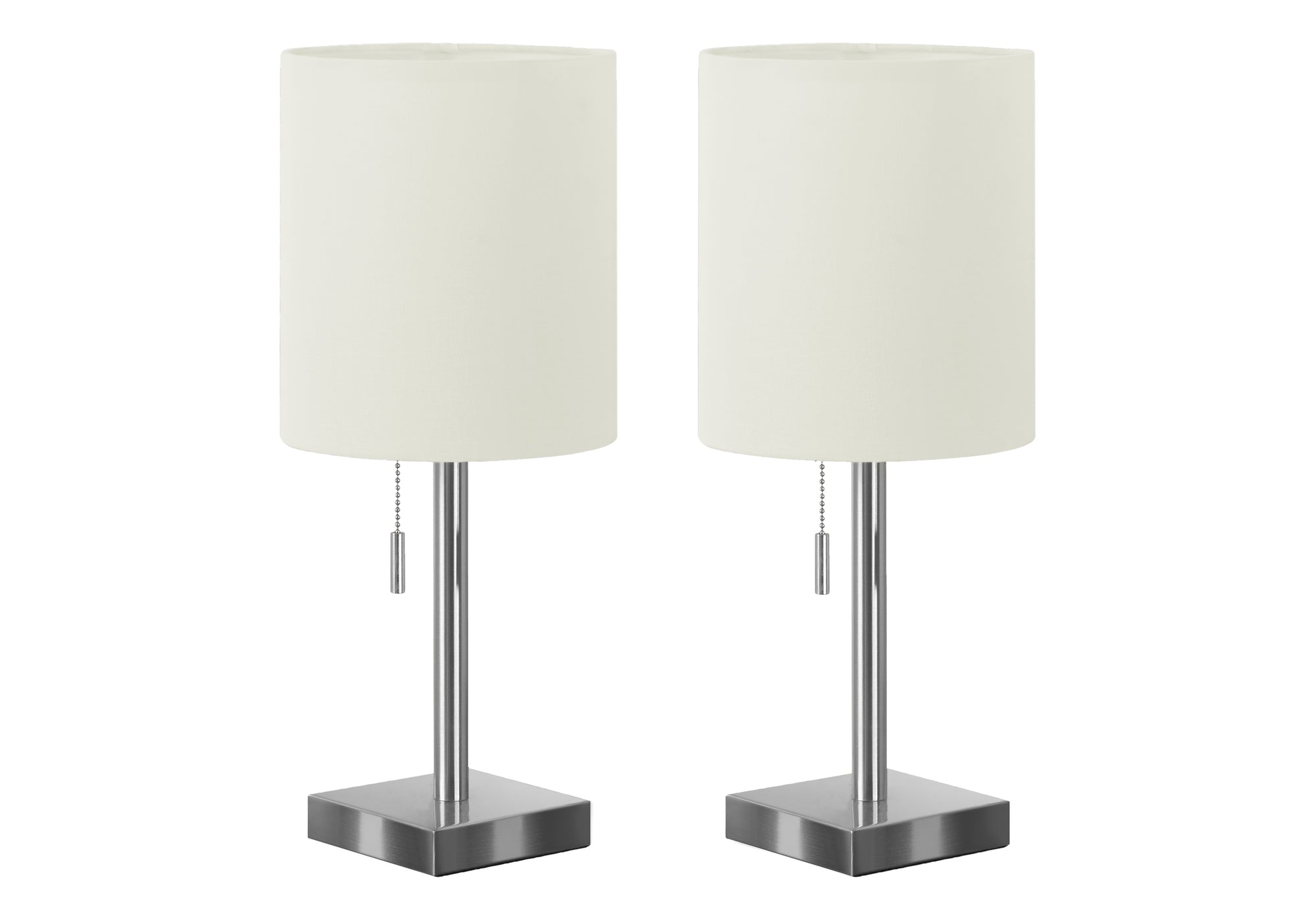 ÉCLAIRAGE - LAMPE DE TABLE 2PCS/17" H MÉTAL NICKEL/IVOIRE/USB