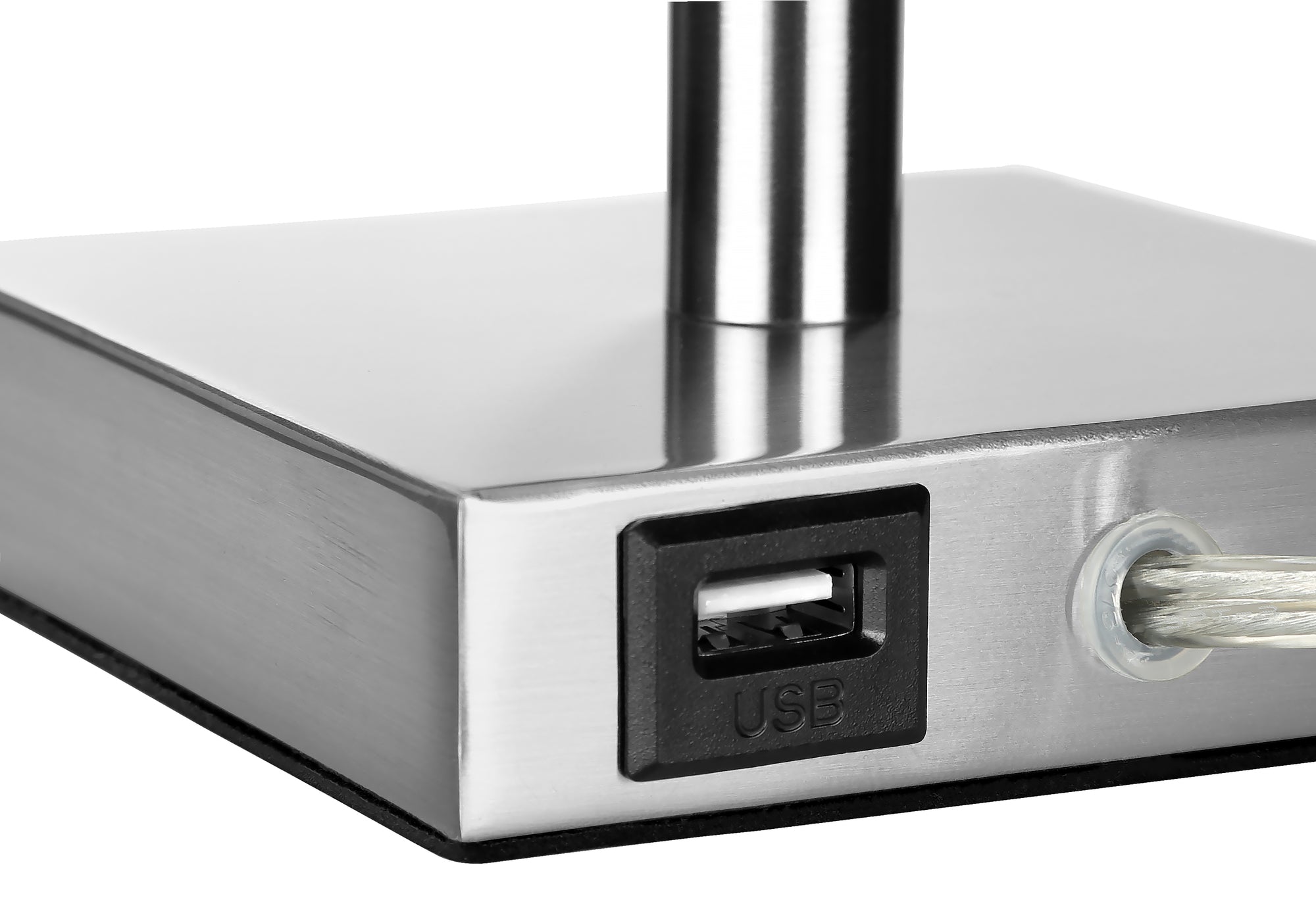 ÉCLAIRAGE - LAMPE DE TABLE 2PCS/17" H MÉTAL NICKEL/IVOIRE/USB