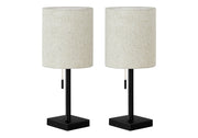 ÉCLAIRAGE - LAMPE DE TABLE 2PCS/17" H MÉTAL NOIR/BEIGE/USB
