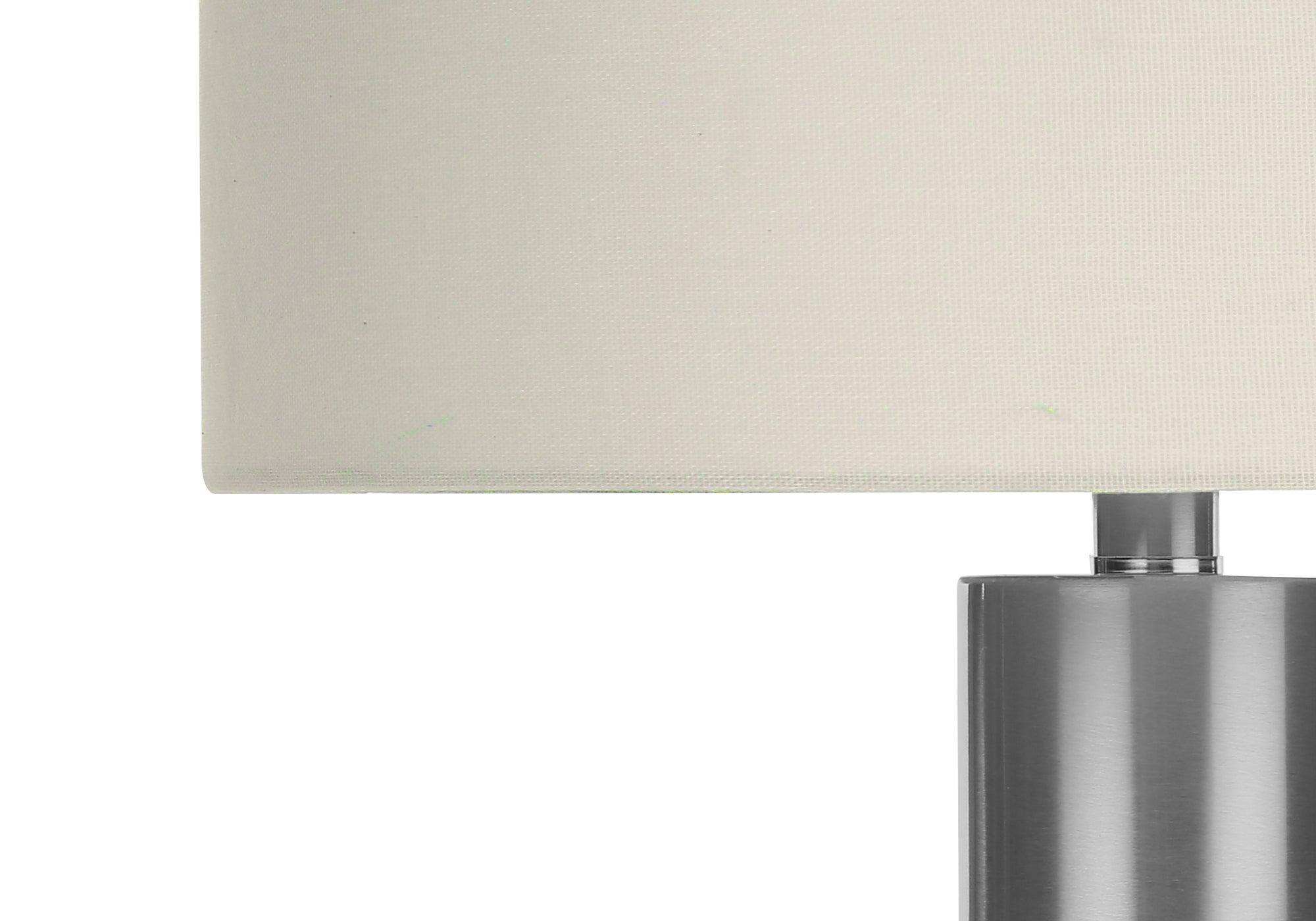 ÉCLAIRAGE - LAMPE DE TABLE 28"H MÉTAL NICKEL / ABAT-JOUR IVOIRE