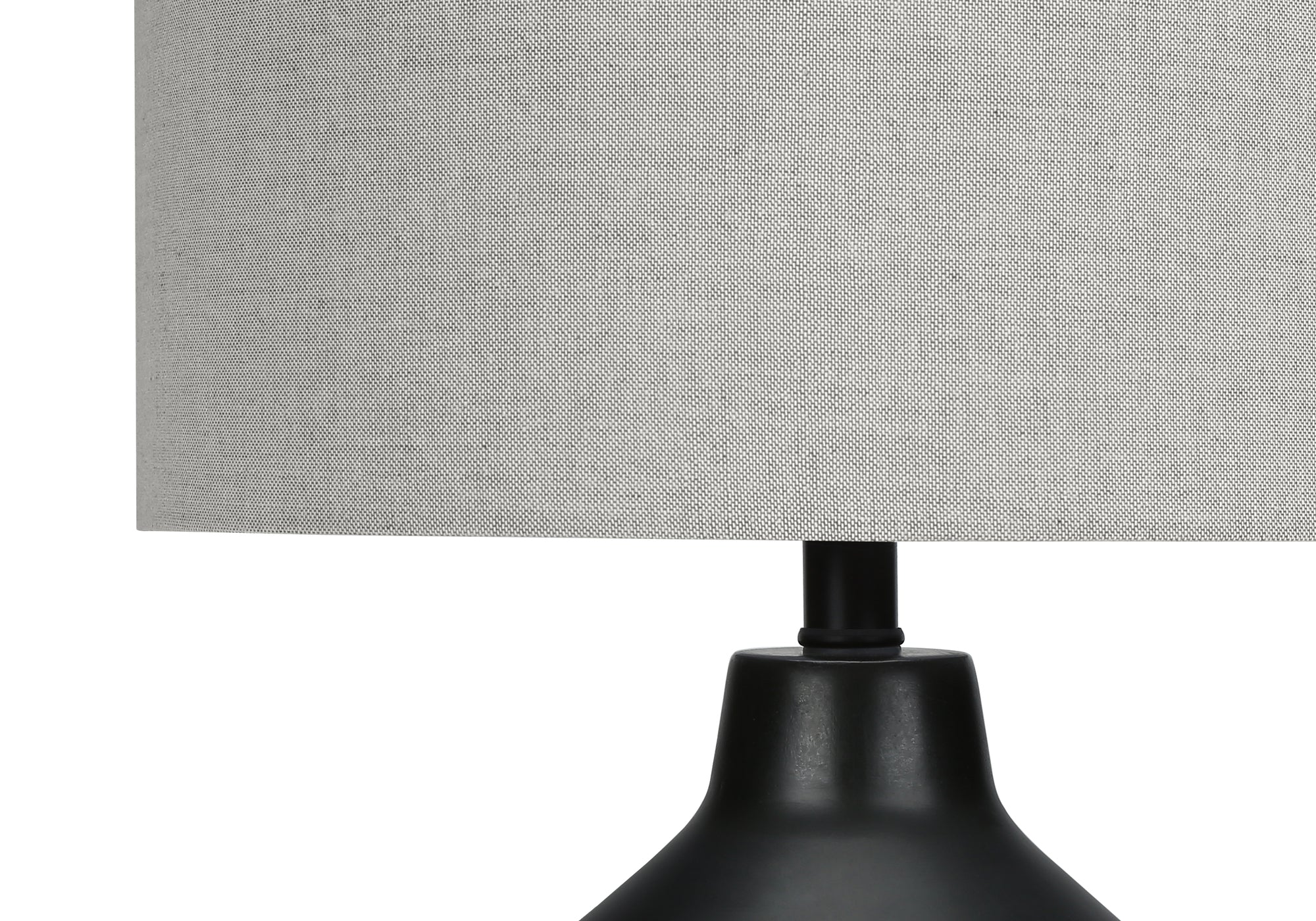 ÉCLAIRAGE - LAMPE DE TABLE 24"H BÉTON NOIR / ABAT-JOUR GRIS