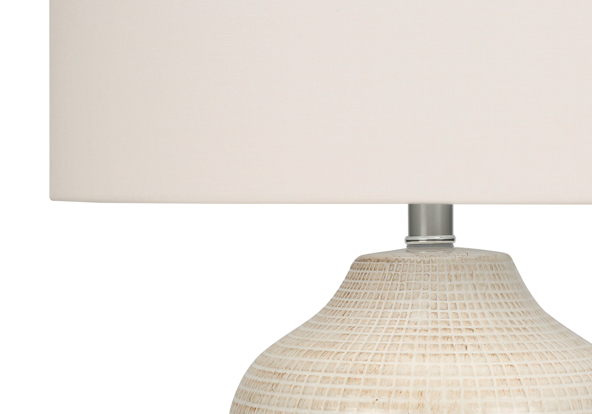 ÉCLAIRAGE - LAMPE DE TABLE 26"H CÉRAMIQUE CRÈME / ABAT-JOUR IVOIRE