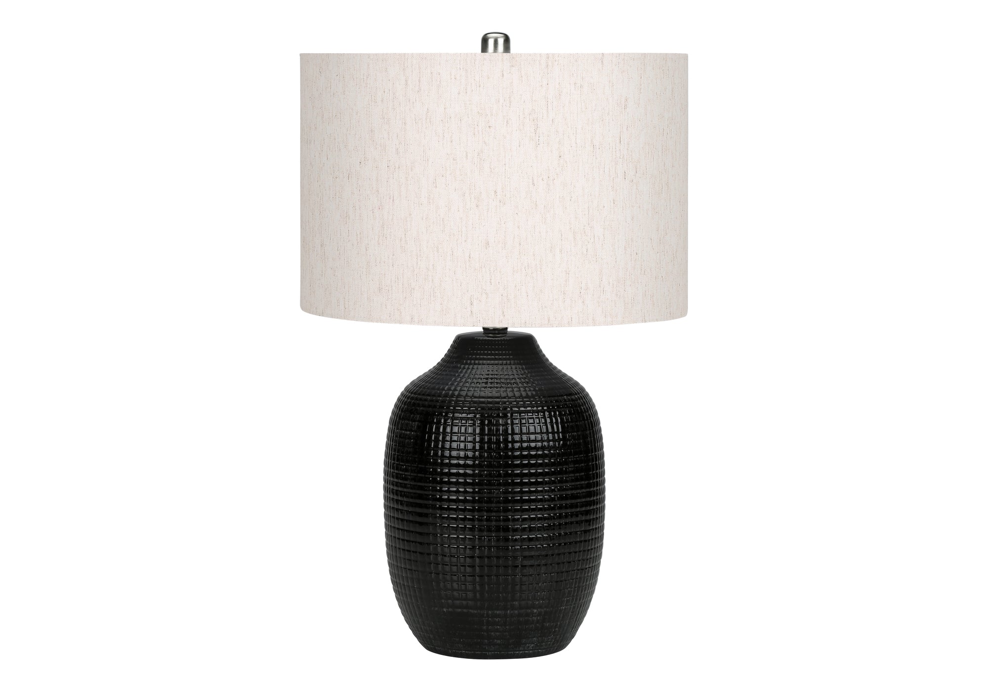 ÉCLAIRAGE - LAMPE DE TABLE 26"H CÉRAMIQUE NOIRE / ABAT-JOUR IVOIRE