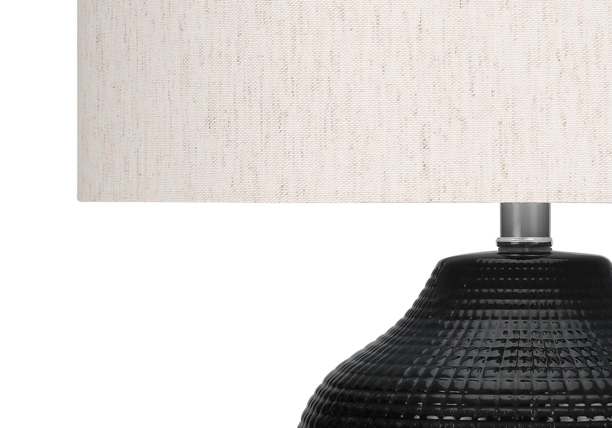 ÉCLAIRAGE - LAMPE DE TABLE 26"H CÉRAMIQUE NOIRE / ABAT-JOUR IVOIRE
