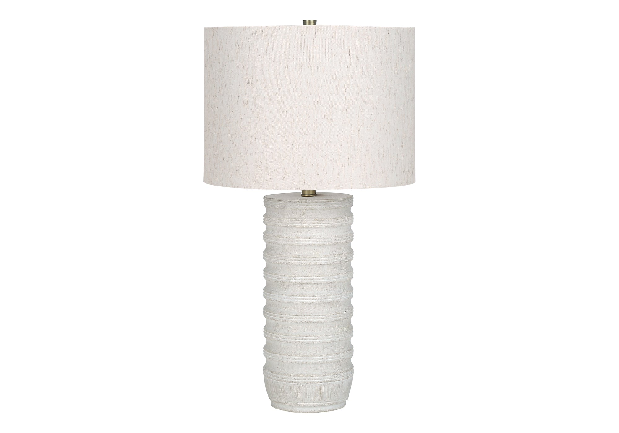 ÉCLAIRAGE - LAMPE DE TABLE 28"H RÉSINE CRÈME / ABAT-JOUR IVOIRE