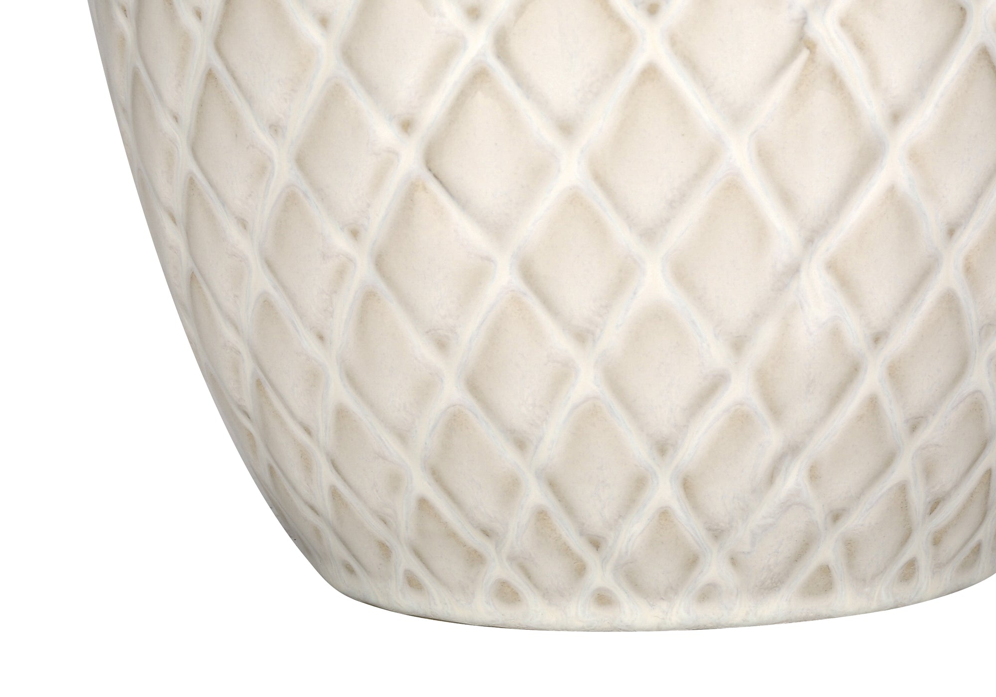 ÉCLAIRAGE - LAMPE DE TABLE 25"H CÉRAMIQUE CRÈME / ABAT-JOUR IVOIRE