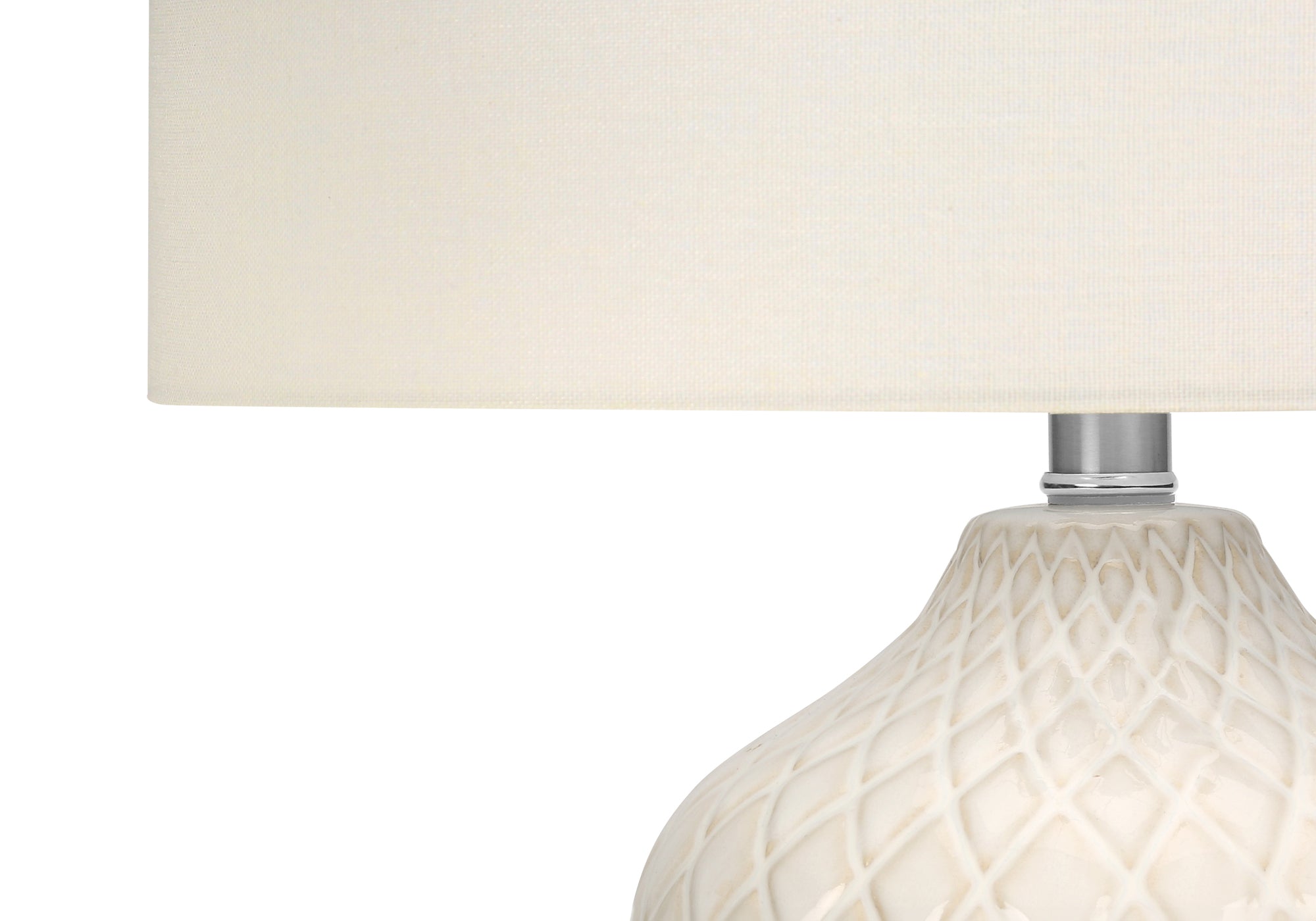 ÉCLAIRAGE - LAMPE DE TABLE 25"H CÉRAMIQUE CRÈME / ABAT-JOUR IVOIRE
