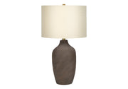 ÉCLAIRAGE - LAMPE DE TABLE 27"H CÉRAMIQUE GRIS / ABAT-JOUR BEIGE