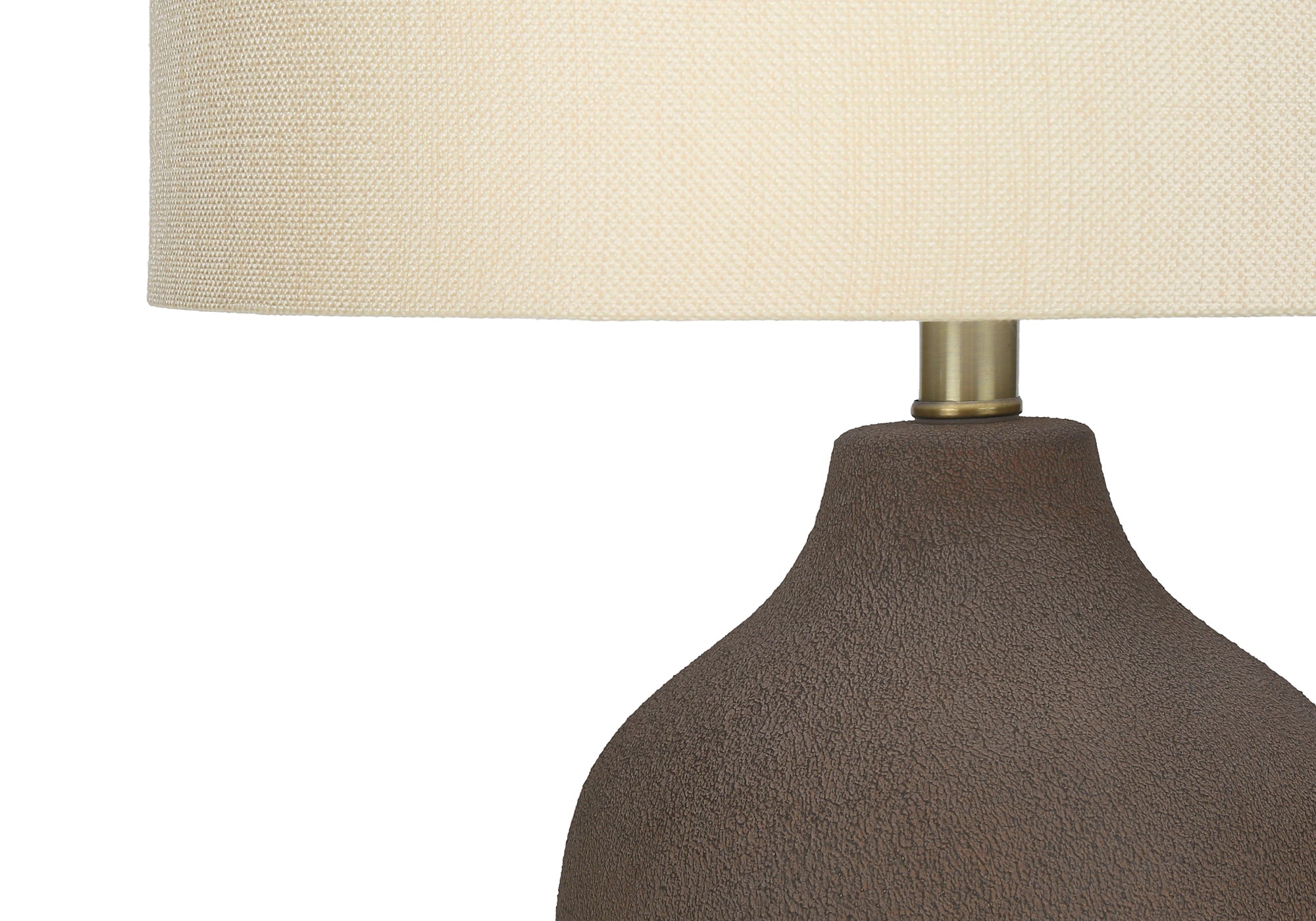 ÉCLAIRAGE - LAMPE DE TABLE 27"H CÉRAMIQUE GRIS / ABAT-JOUR BEIGE