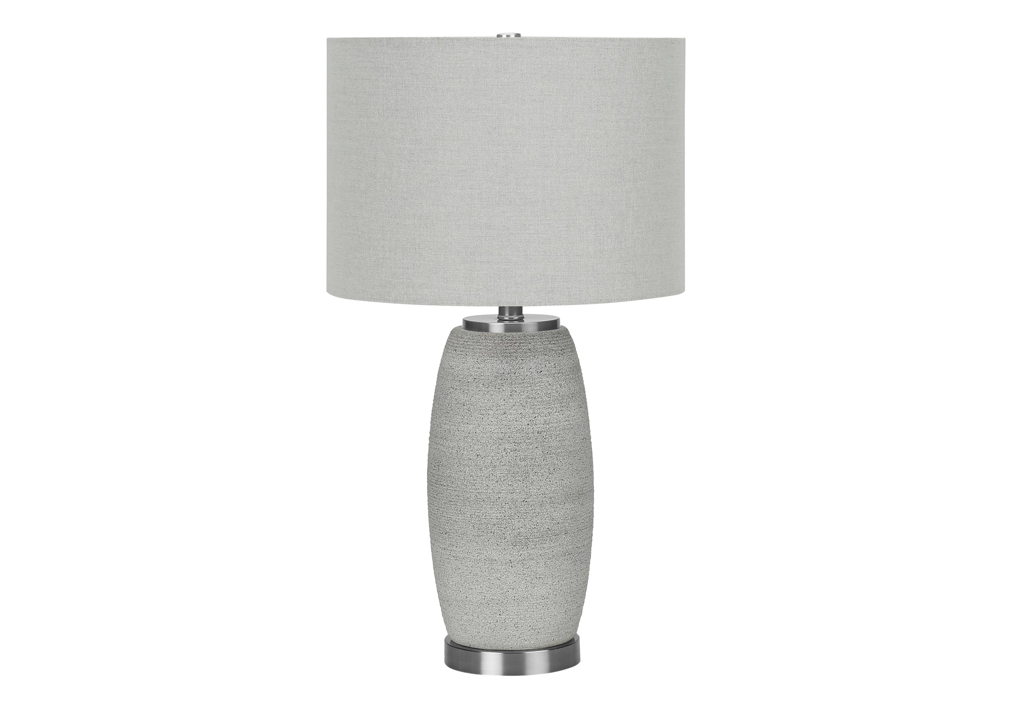 ÉCLAIRAGE - LAMPE DE TABLE 25"H CÉRAMIQUE GRIS / ABAT-JOUR GRIS