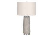 ÉCLAIRAGE - LAMPE DE TABLE 29"H RÉSINE GRIS / ABAT-JOUR IVOIRE