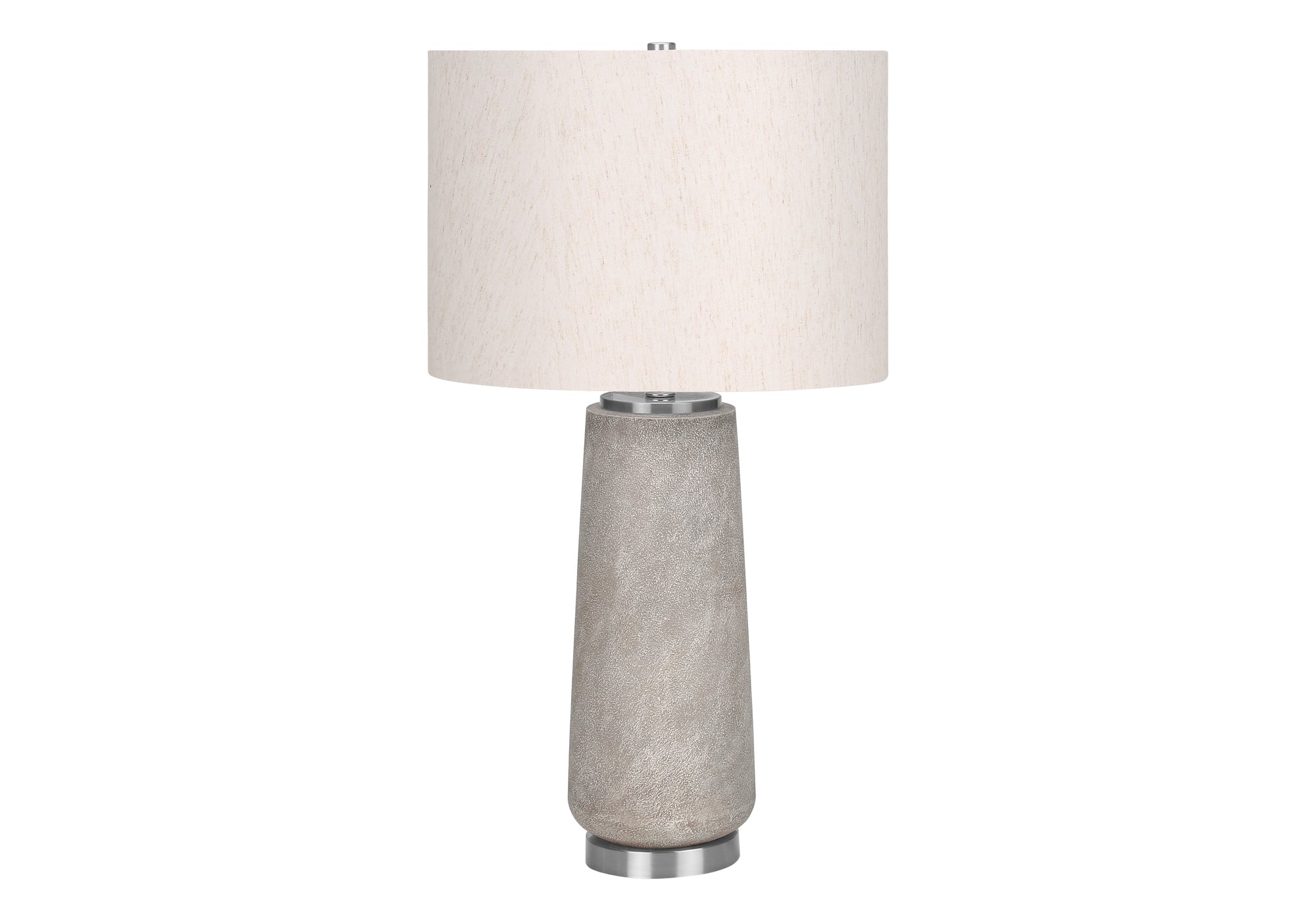 ÉCLAIRAGE - LAMPE DE TABLE 29"H RÉSINE GRIS / ABAT-JOUR IVOIRE