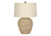 ÉCLAIRAGE - LAMPE DE TABLE 25"H ROTIN BEIGE / ABAT-JOUR BEIGE