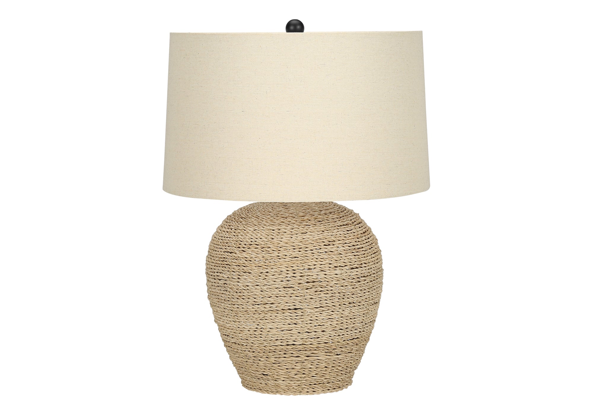 ÉCLAIRAGE - LAMPE DE TABLE 25"H ROTIN BEIGE / ABAT-JOUR BEIGE