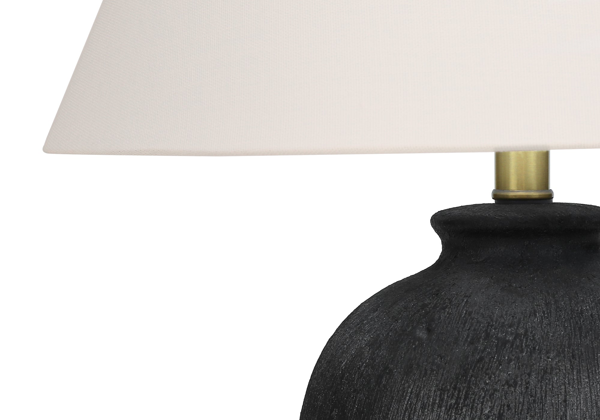 ÉCLAIRAGE - LAMPE DE TABLE 24"H CÉRAMIQUE NOIRE / ABAT-JOUR IVOIRE