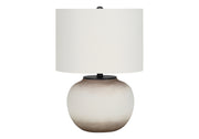 ÉCLAIRAGE - LAMPE DE TABLE 21"H CÉRAMIQUE CRÈME / ABAT-JOUR IVOIRE