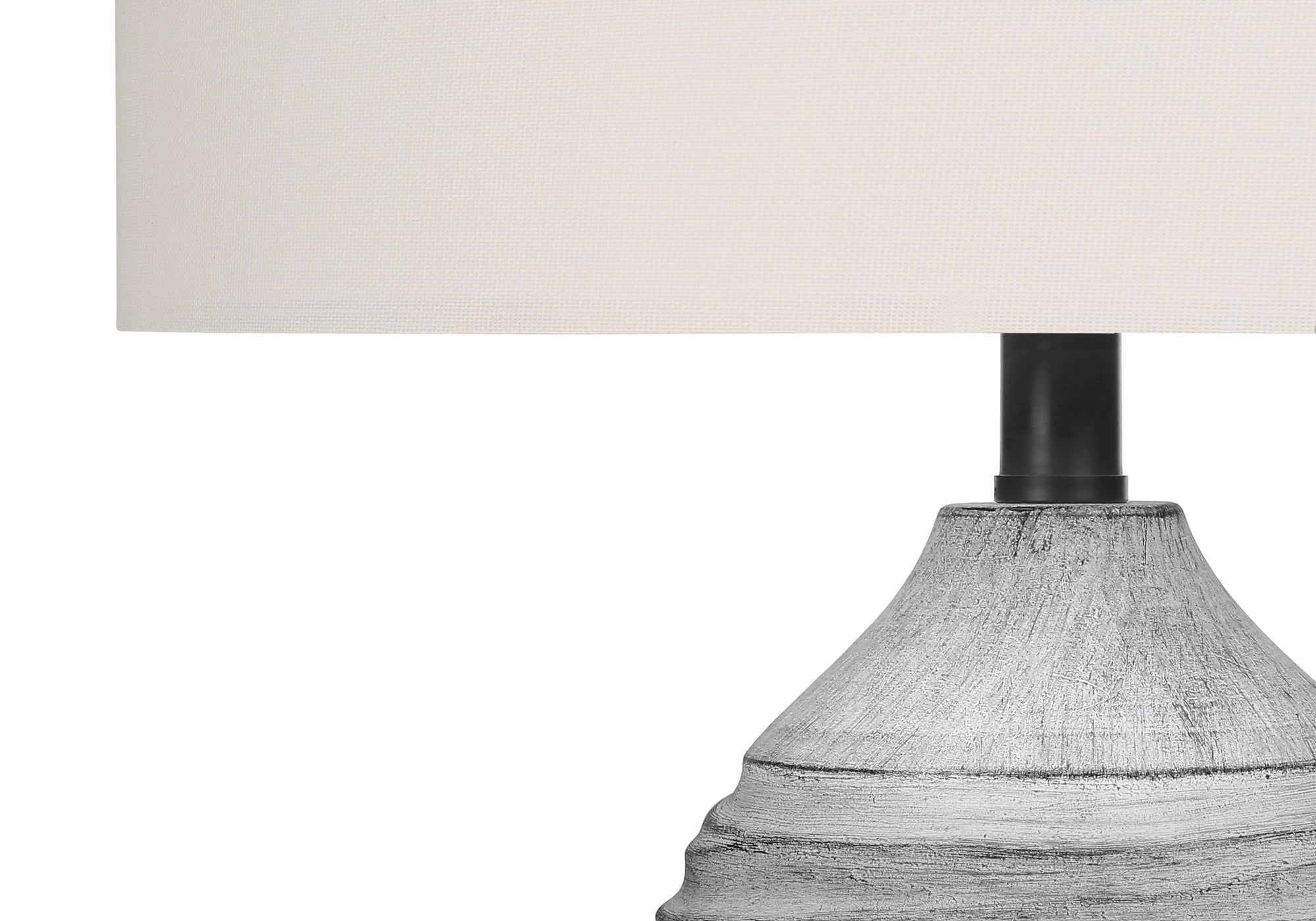 ÉCLAIRAGE - LAMPE DE TABLE 27"H RÉSINE GRIS / ABAT-JOUR IVOIRE