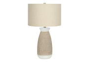 ÉCLAIRAGE - LAMPE DE TABLE 27"H CÉRAMIQUE CRÈME / ABAT-JOUR BEIGE