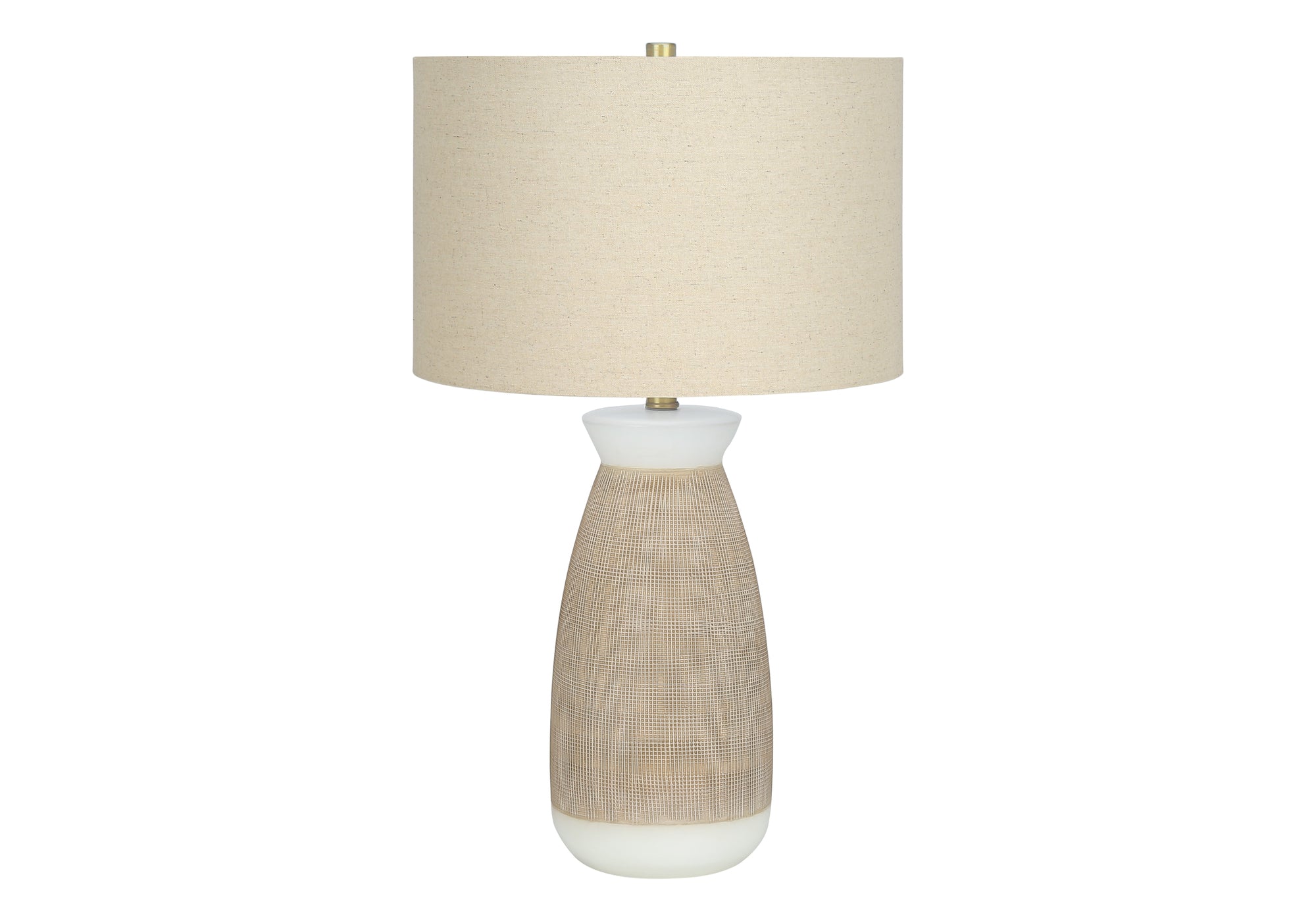 ÉCLAIRAGE - LAMPE DE TABLE 27"H CÉRAMIQUE CRÈME / ABAT-JOUR BEIGE