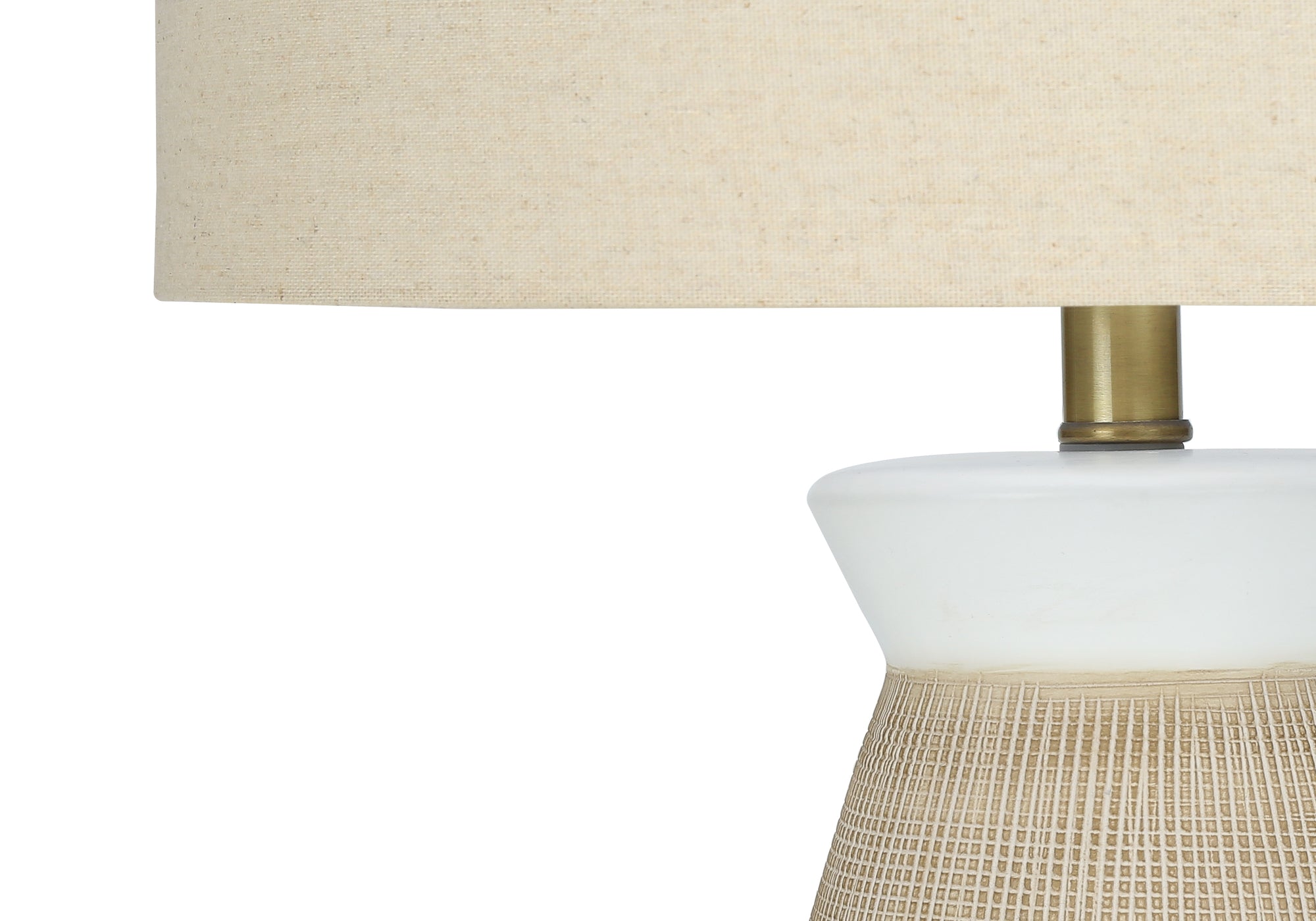 ÉCLAIRAGE - LAMPE DE TABLE 27"H CÉRAMIQUE CRÈME / ABAT-JOUR BEIGE