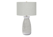 ÉCLAIRAGE - LAMPE DE TABLE 27"H CÉRAMIQUE GRIS / ABAT-JOUR GRIS