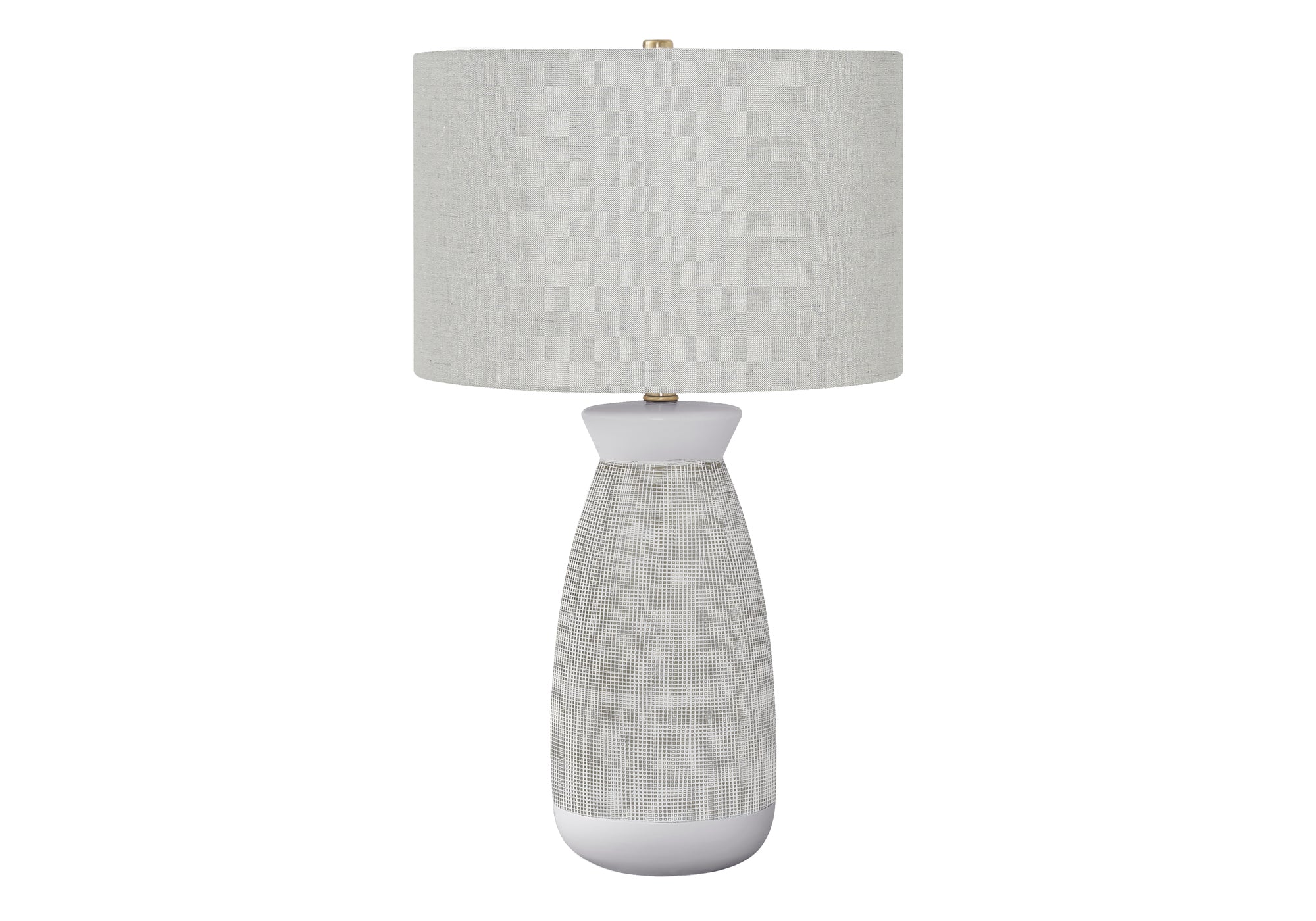 ÉCLAIRAGE - LAMPE DE TABLE 27"H CÉRAMIQUE GRIS / ABAT-JOUR GRIS