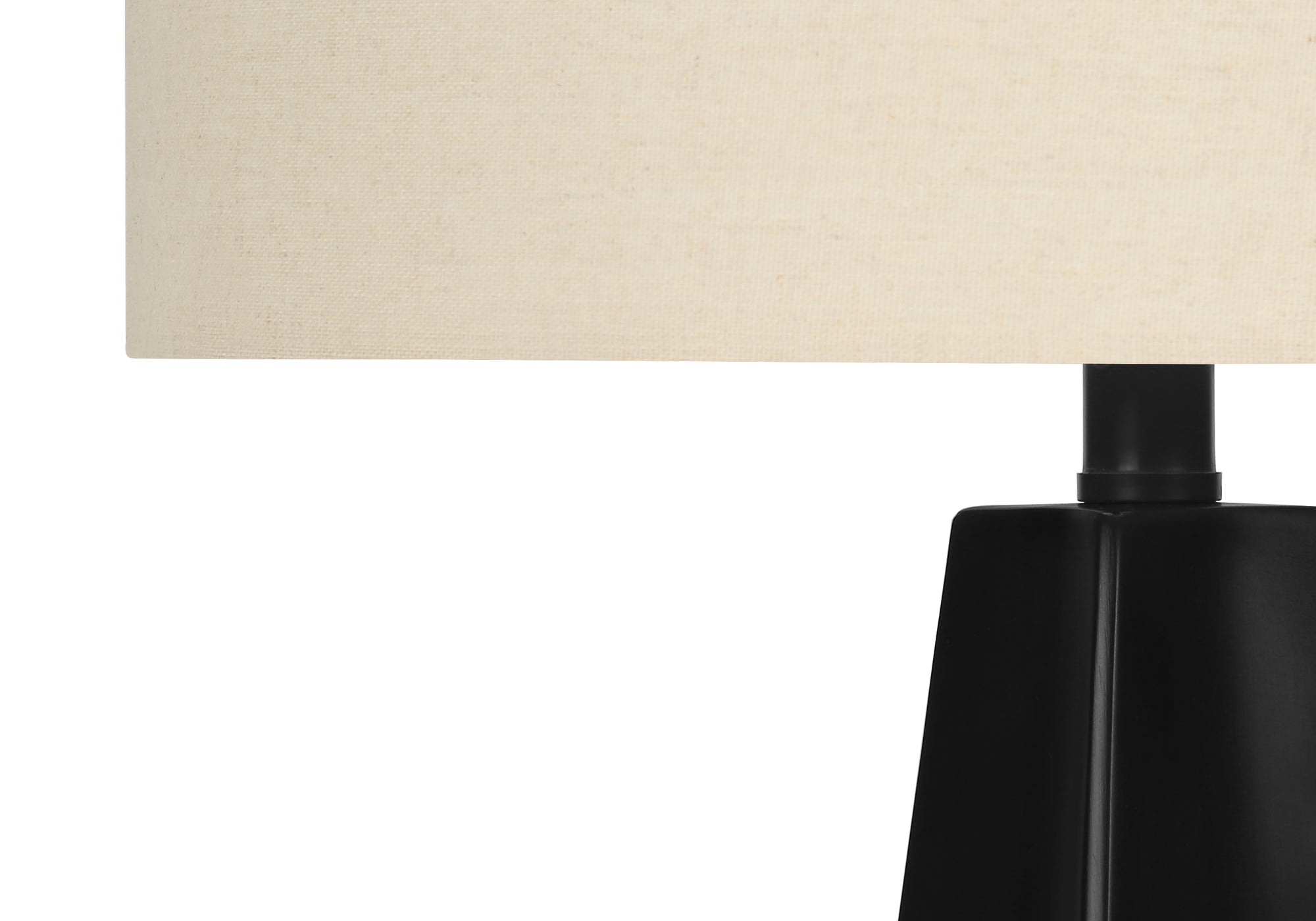 ÉCLAIRAGE - LAMPE DE TABLE 27"H RÉSINE NOIRE / ABAT-JOUR BEIGE