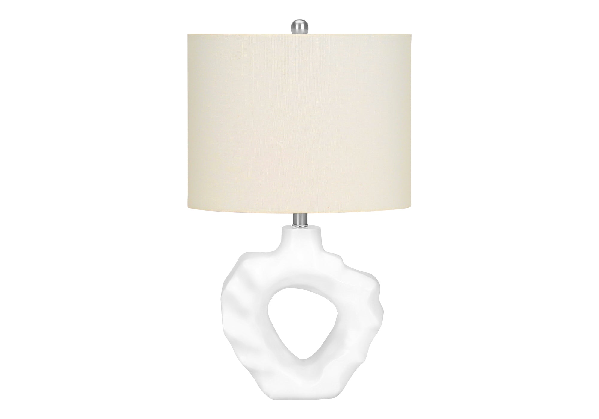 ÉCLAIRAGE - LAMPE DE TABLE 25"H RÉSINE CRÈME / ABAT-JOUR IVOIRE