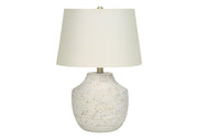 ÉCLAIRAGE - LAMPE DE TABLE 20"H BÉTON CRÈME / ABAT-JOUR IVOIRE